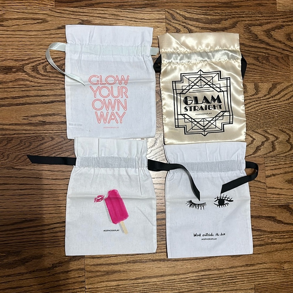 Four Sephora Drawstring makeup bags NWOT